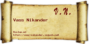 Vass Nikander névjegykártya